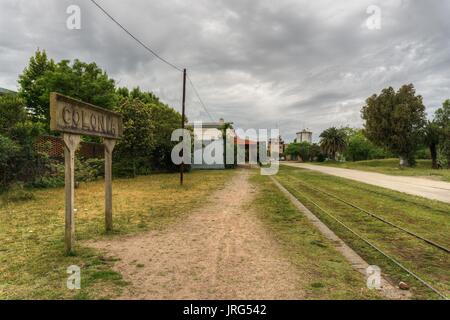 Verlassenen Bahnhof in Colonia del Sacramento, Uruguay Stockfoto