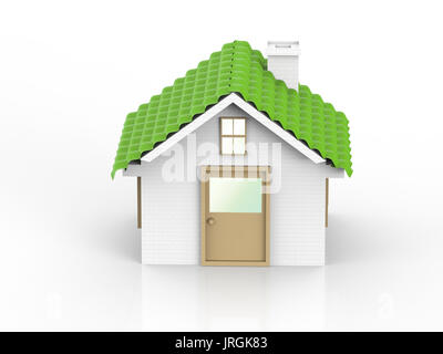 Grüne mockup Haus oder Modell Haus auf weißem Hintergrund Stockfoto