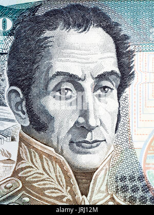 Simon Bolivar Porträt von kolumbianischen Geld Stockfoto