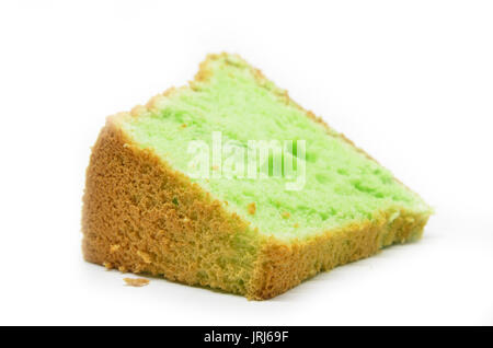 Pandan chiffon Kuchen isoliert auf weißem Hintergrund Stockfoto