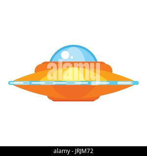 Vektor-flacher Stil Illustration ufo Schiff. Symbol für das Web. Isoliert auf weißem Hintergrund. Stock Vektor