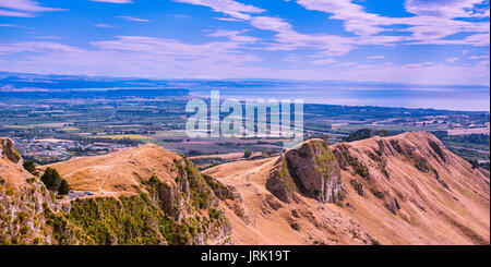 Blick vom Te Mata Peak, gegen Hawke's Bay - Napier, Neuseeland Stockfoto