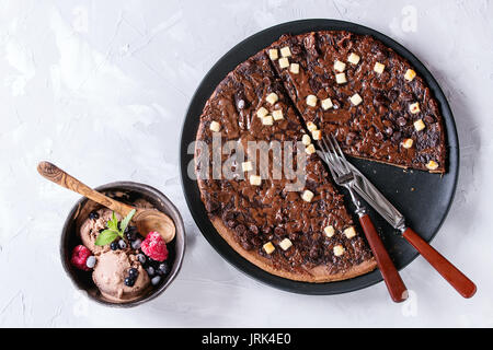 Dessert Schokolade Pizza Stockfoto