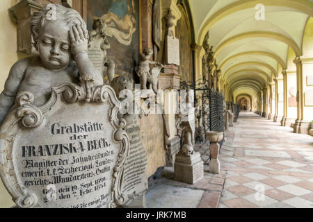 Grabstätte der Franziska Beck, Sebastiansfriedhof in Salzburg, Österreich | Grabstein von Franziska Beck, Friedhof von St. Sebastian, Salzburg, Aust Stockfoto