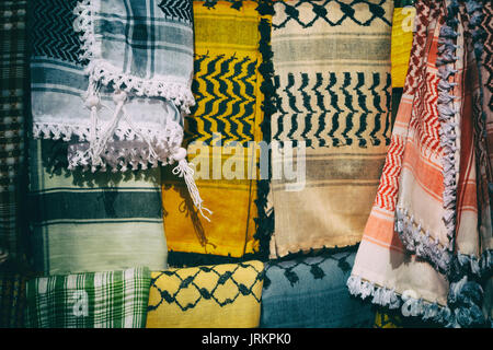 die Textur der Baumwolle traditionellen symbolischen arabischen Schal wie Hintergrund abstrakt Stockfoto