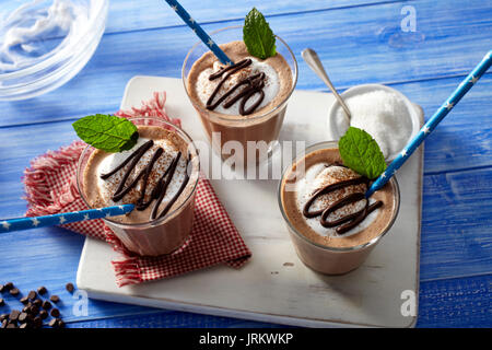 Schokolade mint Kaffee frappe Stockfoto