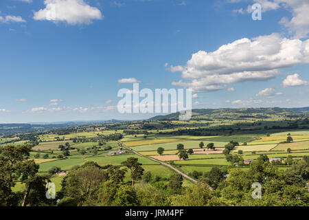 Herrlicher Blick von der Burgruine, Montgomery, Powys, Wales, Großbritannien Stockfoto