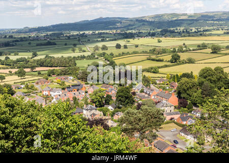 Montgomery Blick vom Schloss, Powys, Wales, Großbritannien Stockfoto