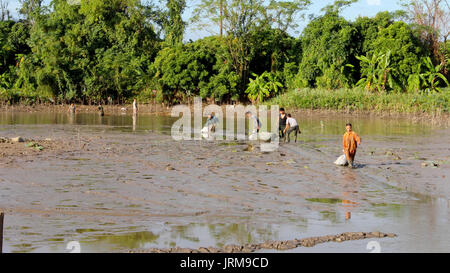 HAI DUONG, VIETNAM, November 20: Asiatische Fischer in der Lagune am 20. November 2013 in Hai Duong, Vietnam. Stockfoto