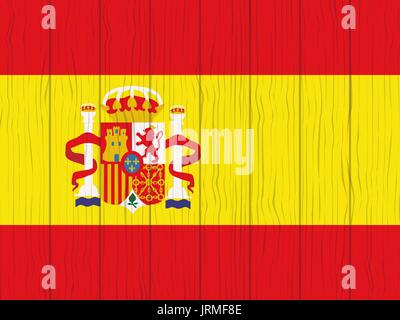 Flagge von Spanien auf eine hölzerne Wand gemalt Stock Vektor