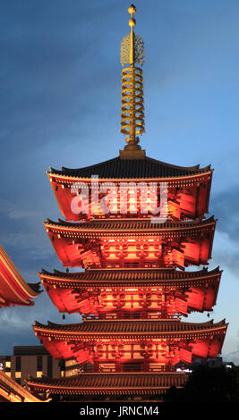 Japan, Tokio, Asakusa, Sensoji-tempel, fünfstöckige Pagode, Stockfoto