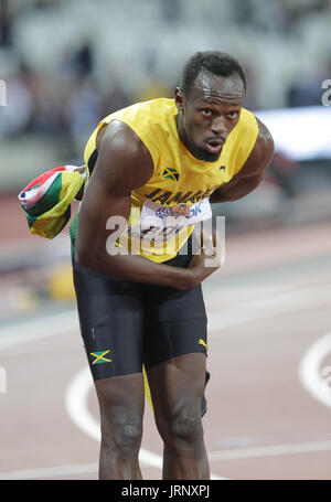 London, UK. 5. August 2017. Usain Bolt, 3. Platz in 100m, Queen Elizabeth Olympic Park, IAAF World Championships London 2017 Credit: Laurent Lairys/Agence Locevaphotos/Alamy Live-Nachrichten Stockfoto