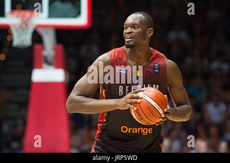 Erfurt, Deutschland. 5. August 2017. Belgiens Kevin Tumba in Aktion während der internationalen Basketball-Match zwischen Deutschland und Belgien in Erfurt, Deutschland, 5. August 2017. Foto: Sebastian Kahnert/Dpa-Zentralbild/Dpa/Alamy Live News Stockfoto