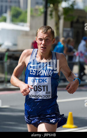 London, UK. 6. August 2017. Roman Fosti (Estland) an die IAAF Leichtathletik Weltmeisterschaften Herren Marathon Rennen Credit: Phil Swallow Fotografie/Alamy Live-Nachrichten Stockfoto