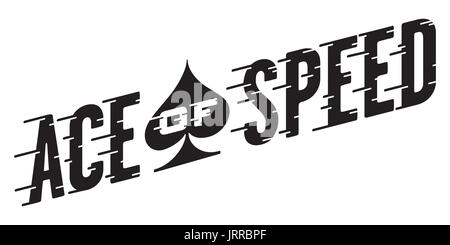 Ace of Speed Retro Vektor Design Vector Abbildung: Vintage Hot Rod, Motorrad Design mit Ace of Spades Form und Custom speed Linie Typografie. Stockfoto