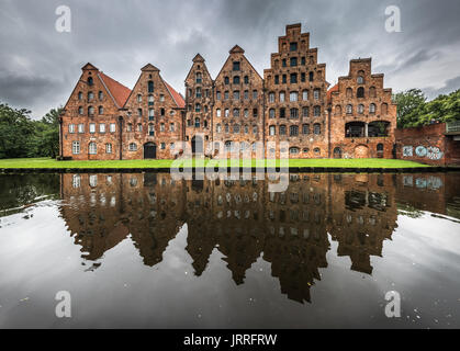 Salzspeicher, historische Salz Lagerhallen in Lübeck, Deutschland Stockfoto