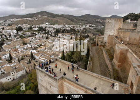Erhöhten Blick auf erhöhten Blick auf Alcazaba, Alhambra, Granada, Spanien Stockfoto