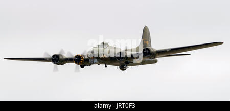 B-17G Bomber „Memphis Belle“ Flying Fortress Ausstellung auf dem Royal International Air Tattoo Stockfoto