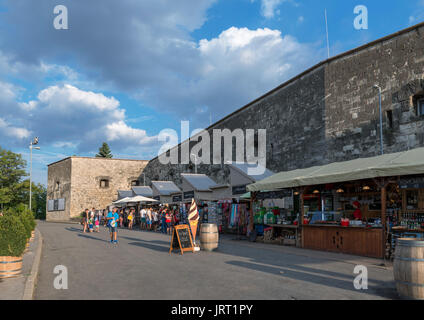 Mauern der Zitadelle auf den Gellertberg, Budapest, Ungarn Stockfoto