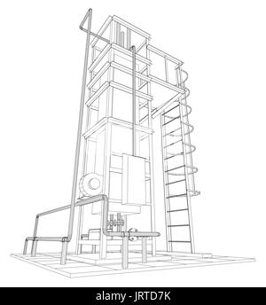 Petroleum Gas Industrieanlagen. Ablaufverfolgung Darstellung von 3d Stock Vektor