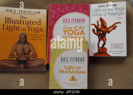 Yoga ähnliche Bücher durch spätes Shri B K S Iyengar, der Gründer von Iyengar Yoga Stockfoto