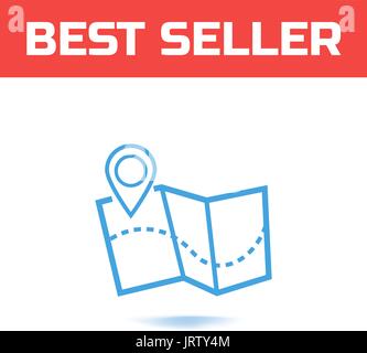 Karte mit einem Zeiger auf weißem Hintergrund isoliert. Das Symbol für Ihre Website-Design, Logo oder Benutzer-Schnittstelle. Vektor-illustration Stock Vektor