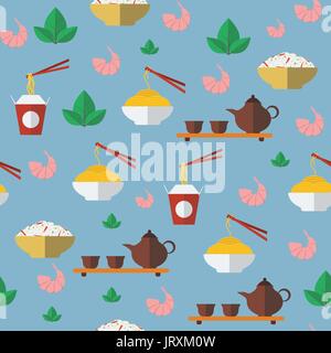 Chinesisches Essen. Nahtlose Muster. Vektor-Illustration. Stock Vektor