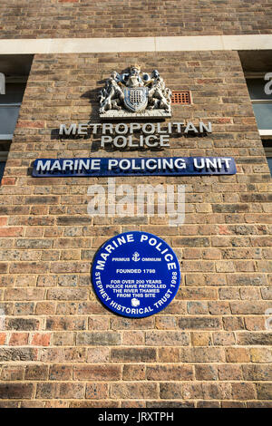 Die Metropolitan Police Marine Policing Unit Hauptsitz in Wapping, London, UK Stockfoto