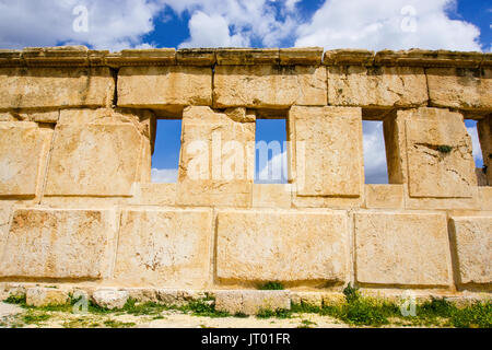 Wände von Qasr Al-Abd (Slave) in Amman, Jordanien Stockfoto