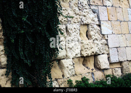 Vintage lokale Sandstein Kriegszeiten Strukturen in Malta Stockfoto