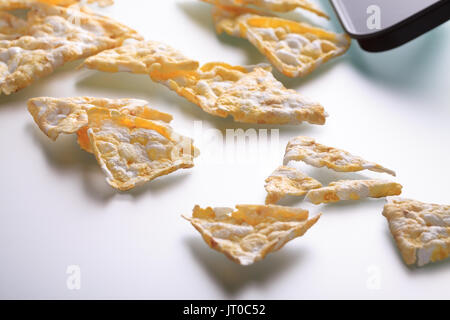 Gesunde Version von Mais Nachos, traditionelle mexikanische Snacks. Stockfoto