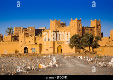 Hotel Kasbah Amridil, Dades Tal, Skoura Oasis Palm Grove. Marokko, Maghreb Nordafrika Stockfoto