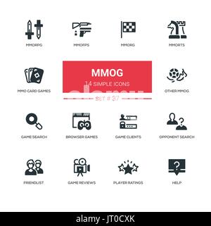 MMOG - moderne Vektorlinie Design Icons einstellen Stock Vektor