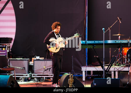 Kaliningrad, Russland, 06. August 2017: Konzert der Django Lassi auf der XII International Music Festival Kaliningrad Jazz Stockfoto