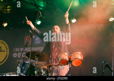 Kaliningrad, Russland, 06. August 2017: Konzert der Django Lassi auf der XII International Music Festival Kaliningrad Jazz Stockfoto