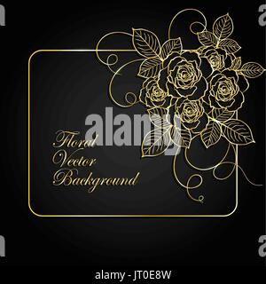 Gold Floral frame. Stock Vektor