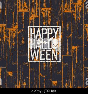 Happy Halloween-Weihnachtskarte. 31 Oktober-Urlaub-Hintergrund. Halloween-Urlaub aus Holz schwarz und orange Hintergrund. Stock Vektor