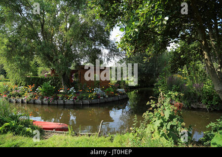 Die schwimmenden Gärten von Les Hortillonnages von Wanderweg in der Nähe von Chemin du Malaquis in Amiens, Somme, Hauts-de-France, Frankreich Stockfoto