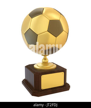 Goldene Fußball Trophäe isoliert Stockfoto