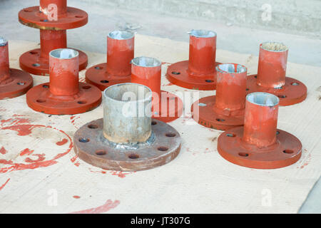 Schweißnaht an einem Rohr mit großem Durchmesser chromemolybdenum Stahl. Stockfoto