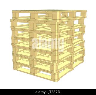 Holzpaletten. Isoliert auf weiss Stock Vektor