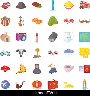 Welt reisen Icons set, cartoon-Stil Stock Vektor