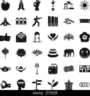 Yoga Meditation Symbole gesetzt, einfachen Stil Stock Vektor