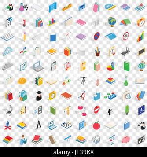 Legen Sie 100 Symbole für Schule und Bildung Stock Vektor