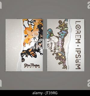 Satz von Vektor-Design-Vorlagen. Visitenkarte mit floralen Kreis Ornament. Stock Vektor