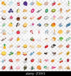 100 shopping Produkte Icons Set, isometrische Stil Stock Vektor