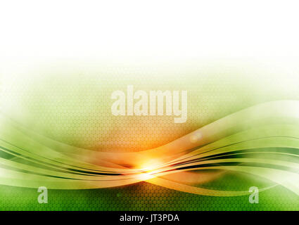 Raster grüner Hintergrund mit Licht glänzende Wellen. Stockfoto