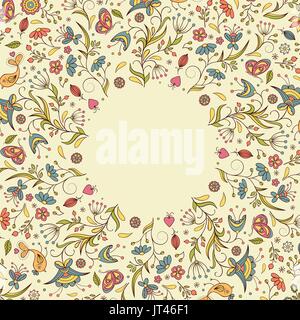 Einladungskarte mit Hand gezeichnet Blumen. Vektor-Illustration. Stock Vektor