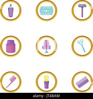 Friseur Shop Icons Set, Cartoon-Stil Stock Vektor