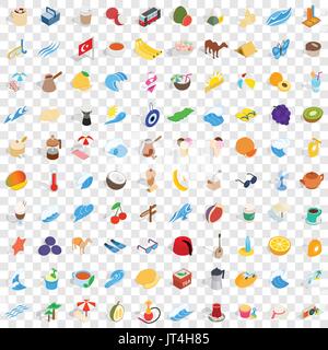 100 Türkei Icons Set, isometrischen 3d Stil Stock Vektor